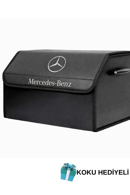 Mercedes-Benz Marka Logolu Oto Bagaj Organizer Çanta Oto Bagaj Çantası 2 Bölmeli Suni Deri
