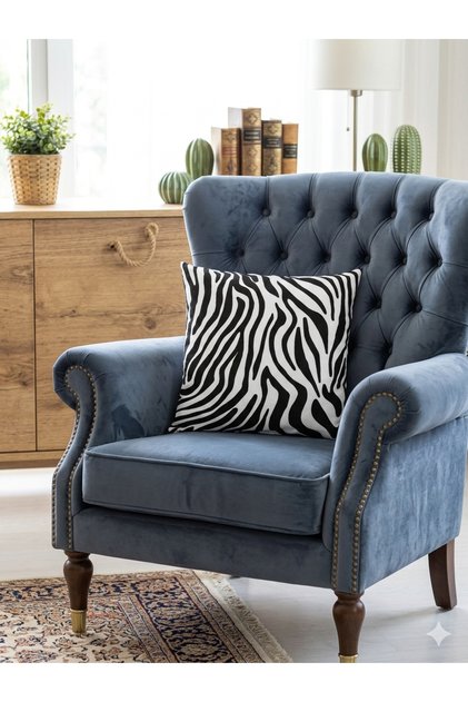 Single Zebra Pattern Throw Pillow Cover
