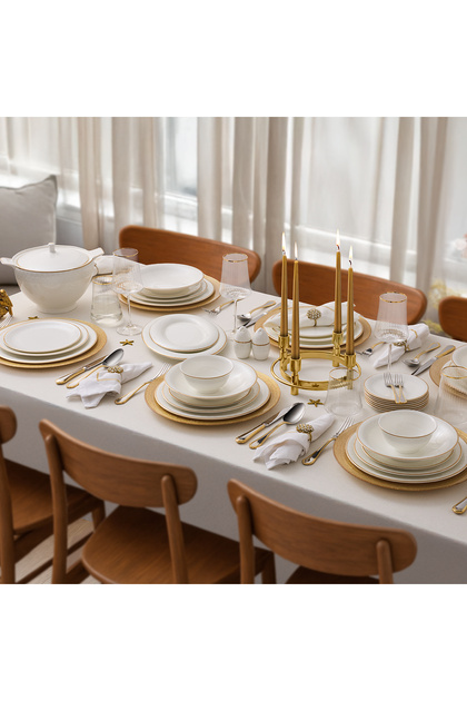 EVALIZA Serenity Gold 85 Parça 12 Kişilik Yemek Takımı - Fiyatı