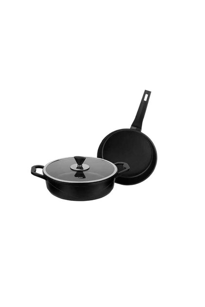 Parma Cast Alu Tencere Set Black 3 Parça