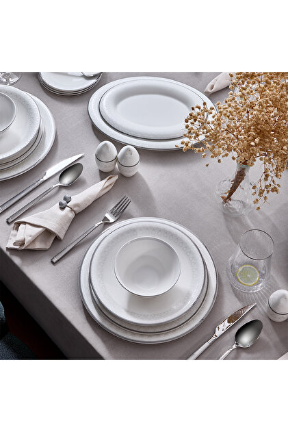 23_ブイズ27枚セット EVALIZA Serenity Platin 85 Parça 12 Kişilik Yemek Takımı - Fiyatı