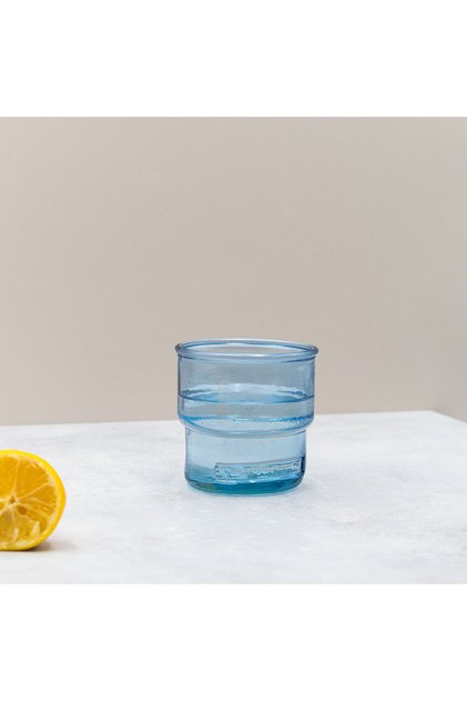 Ribbed Water Glass Blue 300 Cc
