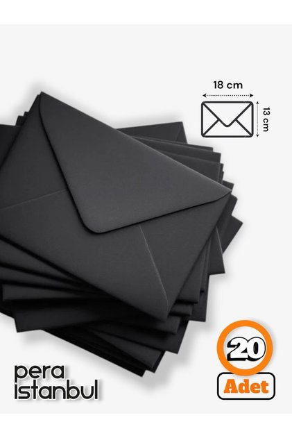 20 Adet 13*18 Siyah Davetiye Lüks Tebrik Kartı Mektup Mühür Cüzdan Büyük Kapasiteli Zarf