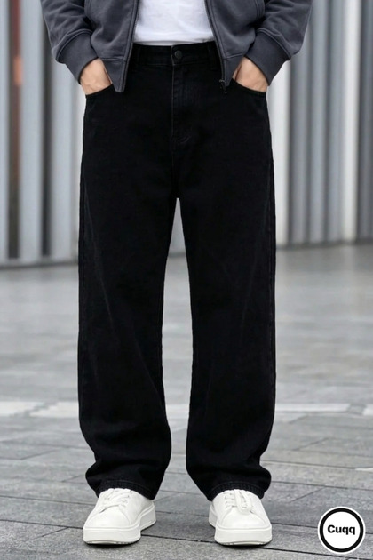 Men's Black Baggy Jean Jeans – Relaxed Fit Loose Leg Oversize Street Fashion Denim