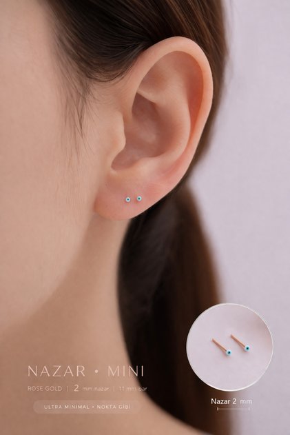 Nokta Mini Nazar Boncuklu Küpe