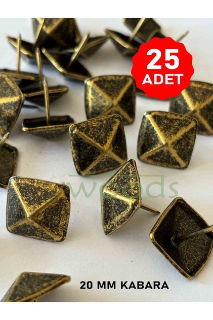 25 Adet 20 mm Piramit Antik Kabara Raptiye Hobi Çivisi Koltuk Çanta Tasarım Aksesuar Süsü