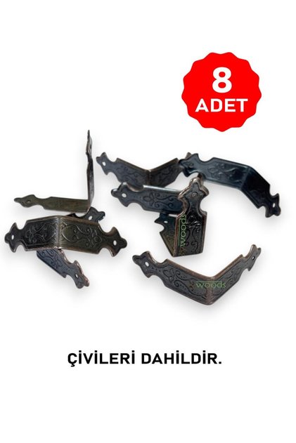 Dekoratif Kutu Kenarı 8 Adet Kutu Sandık Aksesuar Oksit