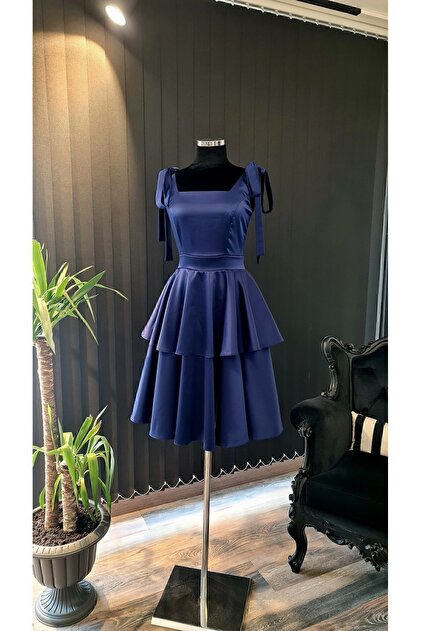 engagement photos navy blue dress Navy /Burgundy Off the Shoulder Satin Lace Prom Dress Wedding Engageme –  Siaoryne main image 1