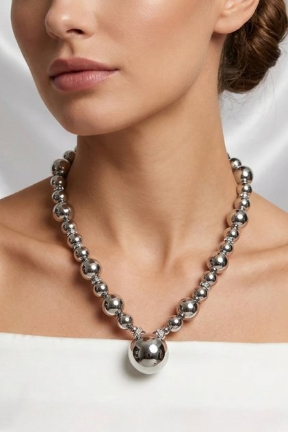 TOP METALLIZED BEAD NECKLACE