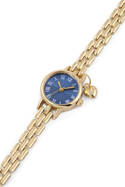 Spectrum Minimal Case Round Dial Heart Charm Detailed Metal Cord Women Wrist Watch