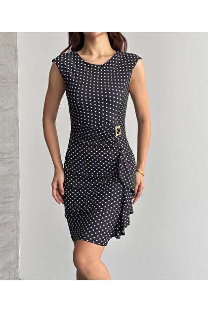 accessories for black and white polka dot dress Polka Dot Tube Style Mini Dress White/Black Medium
