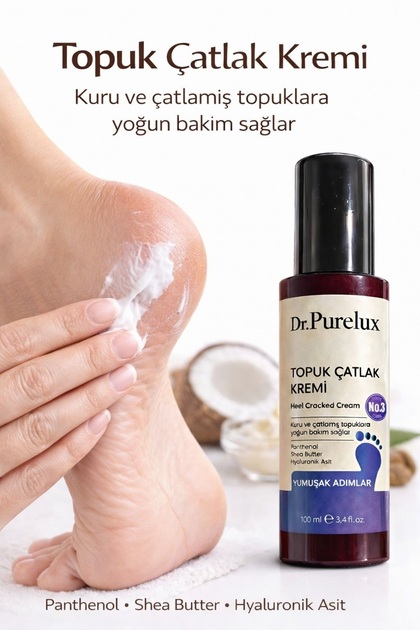 Topuk Çatlak Kremi – Shea Yağı & Hyaluronik Asit İçerikli Yoğun Nemlendirici Bakım Kremi 100 ml