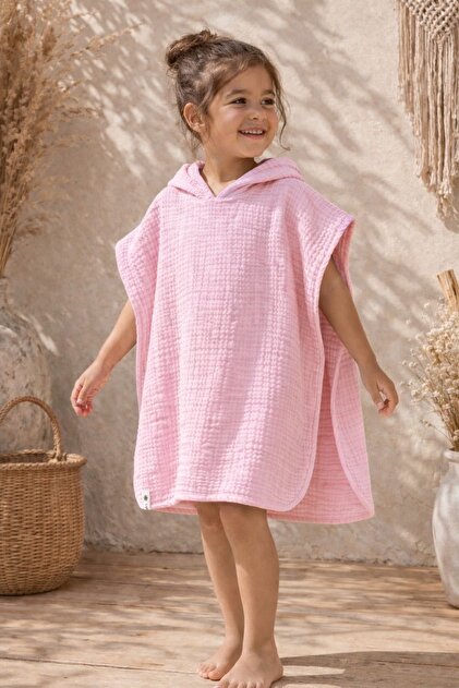 (4-6 Years) 100% Organic Cotton Muslin Baby Poncho Hoodie