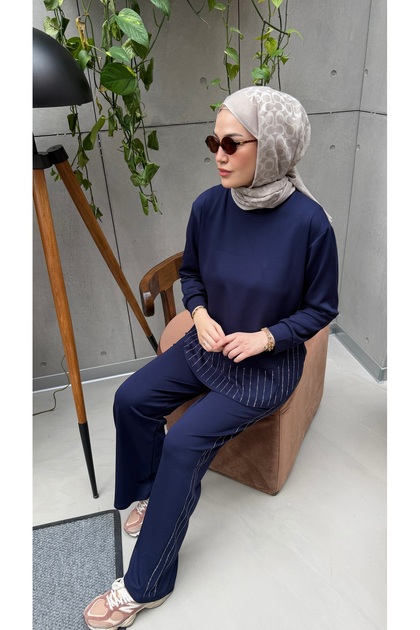 Taşlı Elena Tesettür Modal İkili Takım