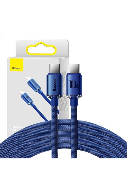 Cablu Date si Incarcare USB-C - USB-C Crystal Shine Series, 100W, 2m, Albastru CAJY000703