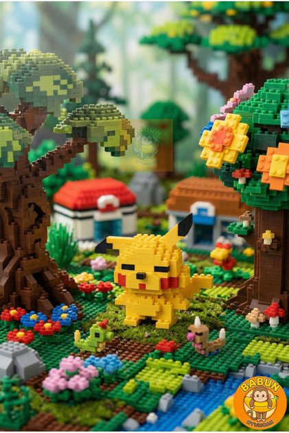 Pikaçu Karakter Figürü 3D Yapboz Puzzle Yapı Oyuncakları