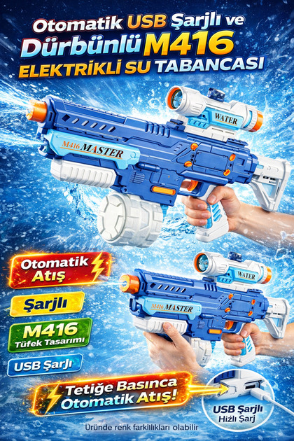 a v d a Otomatik USB Şarjlı ve Dürbünlü M416 Elektrikli Su