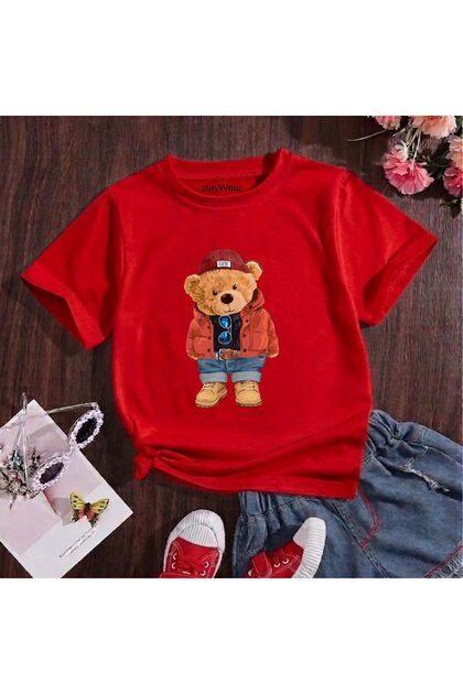 Bot Gözlük Cute Printed 100% Cotton Crew Neck Kids Unisex T-Shirt 5 6 -7 8-9 10 -11 12 Years Old