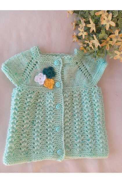 Green Daisy Series Hand-Knitted Robadan Baby Vest 1 Year Old