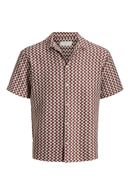 Jack & Jones Erkek Kısa Kol Gömlek JORMONTAUK CROCHET SHIRT SS