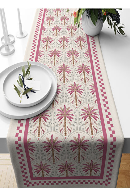 Palmiye Series 140X40 cm Digital Printed Runner (Palm Tree)