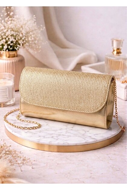 Eyll Gold Covered Women's Evening Dress Shoulder Bag- Trendyol
