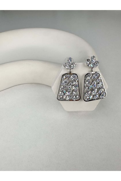 Special Series Silver Evening Dress Earrings with Dangle