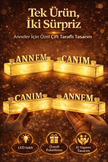 Anneler Günü Hediyesi Canım Annem LED Gece Lambası – Duygusal Işıklı Dekoratif Hediye