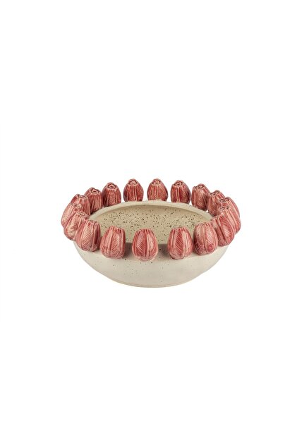 Mikasa Moor Krem Pembe Lale Kabartmalı Dekoratif Kase 34x13cm