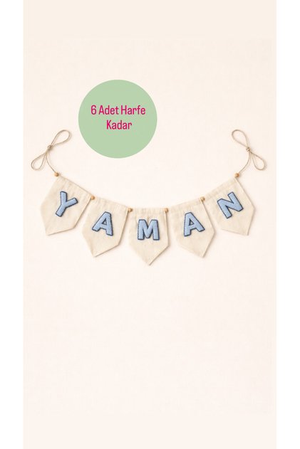 6 Adet Harfe Kadar İsim Yazılı Punch Flama Banner Doğum Günü Yeni Doğan