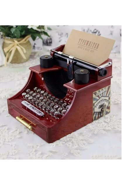 Nostaljik Tasarım Daktilo Hareketli Müzik Kutusu - Takı Kutusu
