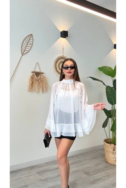 Chiffon Poncho Style Blouse