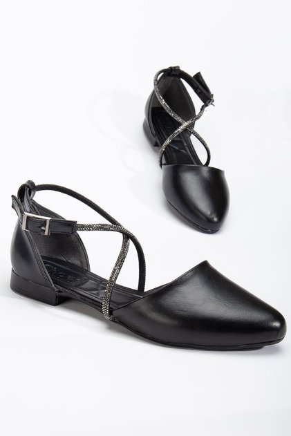 Palmeira Women's Black Stone Closed Back Toe Orthopedic Ballerinas
