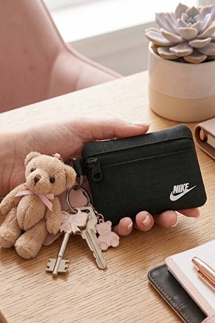 Nike Unisex Siyah Bozuk Para Cüzdanı Anahtarlık - Fermuarlı Cüzdan