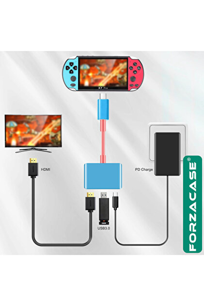 Forzacase Nintendo Switch 1-2 için 3in1 Type C HDMI TV Adaptörü