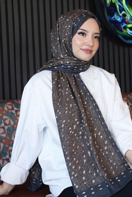 Deer Pattern Brown Soft Cotton Shawl