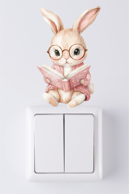 Pembe Sevimli Tavşanlar Priz Sticker seti