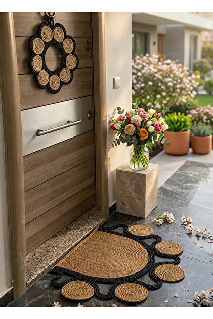 Decorative Wicker Door Wreath Door Mat Premium Jute Handcrafted Modern Bohemian Home Decoration