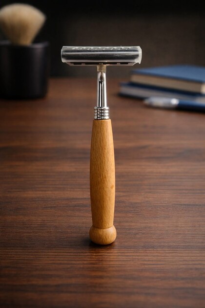 VALERIO MORETTI Classic Razor with Wooden Handle + Shaving Cream