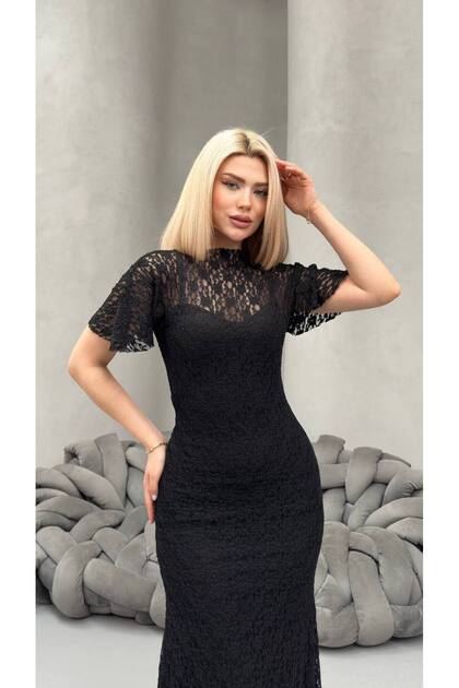 princess polly baby blue dress Chic Black Dress - Midi Dress - Lace Dress