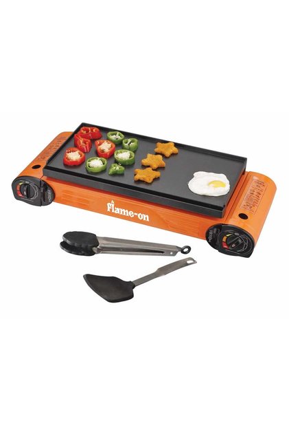 Flame-on Portable Double Gas Stove W/Grill Plate