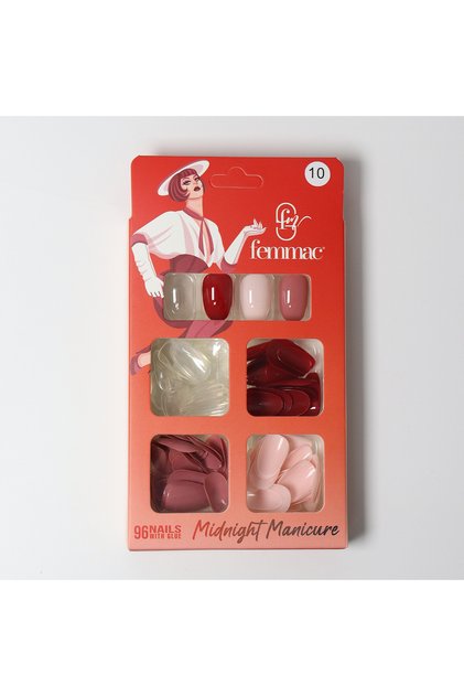 Midnight Manicure Press-On False Nails – Reusable, Lightweight, Salon Finish, 10 Oval