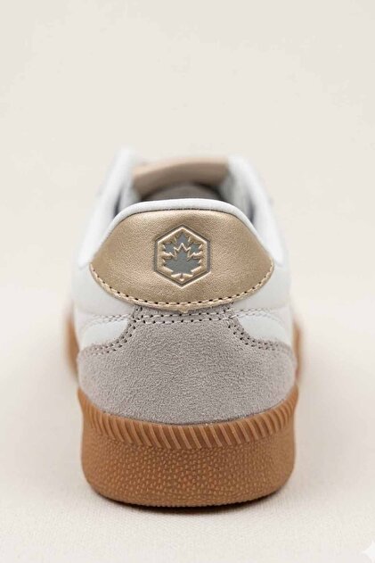 【つばき】小5V Lumberjack Beyaz Kadın Sneaker - Taba Kauçuk Tabanlı Günlük