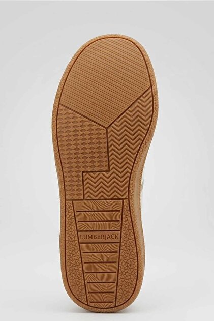 【つばき】小5V Lumberjack Beyaz Kadın Sneaker - Taba Kauçuk Tabanlı Günlük