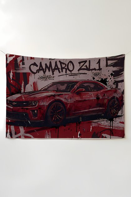 Camaro Sports Car Patterned Aesthetic Wall Covering – Anime Room Decor Tapestry Large Size Wall Decor