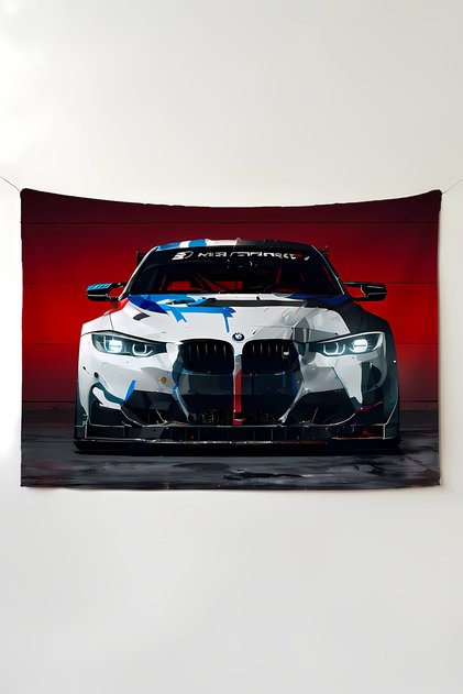 Bmw Sports Car Pattern Wall Covering – Large Size Tapestry Wall Carpet, Gaming Anime Movie Room Decor
