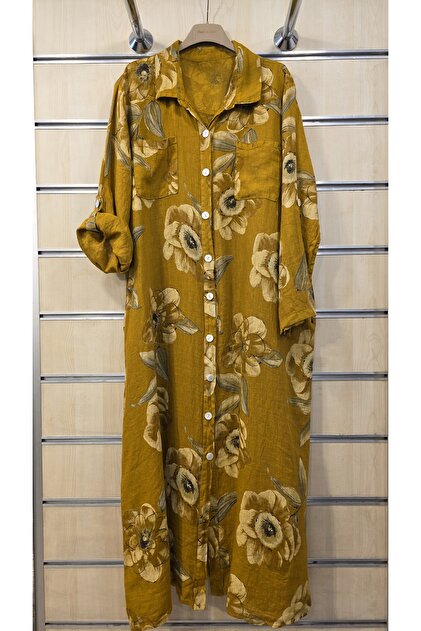 Italian Linen Long Shirt Dress