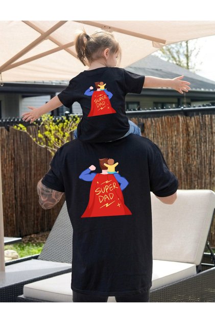 Father's Day, Special Day, Father - Son/Daughter Printed Oversize T-Shirt Cotton T-Shirt (Single Price)