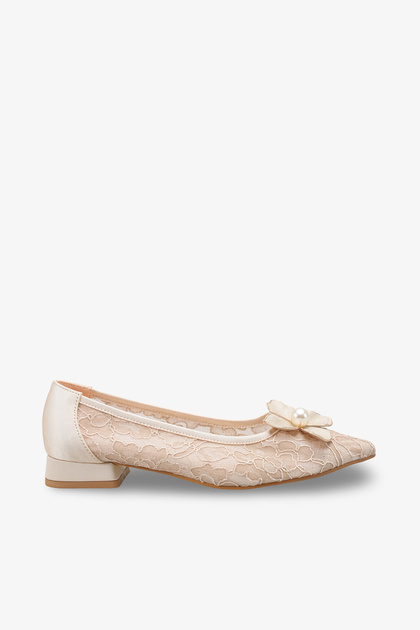 Lerişa Women's Lace Ballerinas - Tan