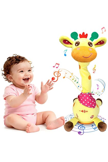 Girafa Interactiva Copii cu Muzica si Lumini LED, Jucarie Plus Dansatoare, Repetare voce